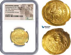 Byzantine Empire Byzantine Empire, Constantine IX (AD 1042-55) AV Histamenon (4.39g) Christ standing / Constantine standing, DOC 1b, NGC MS, Strike 4/5, Surface 4/5