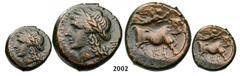 ANCIENT GREEK COINS Æ (270-240 BC) Bronze (6.50g) Obv NEAPOLIS Æ (270-240 BC) Bronze (6.50g) Obv.: ΝΕΟΠΟΛΙΤΩΝ Laureate head of Apollo left. Rev.: Manheaded bull walking right beneath bull ΙΣ. SNG ANS 