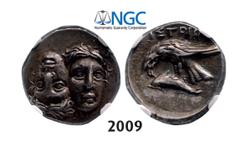 ANCIENT GREEK COINS Drachm (4th Century BC) Silver (5.71g) Obv. MOESIA Istros Drachm (4th Century BC) Silver (5.71g) Obv.: Facing male heads, the left inverted. Rev.: Sea eagle left, grasping dolphin 