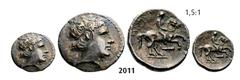 ANCIENT GREEK COINS Fifth-Stater, Pella, Silver (2.28g) Obv MACEDONIA – MACEDONIAN KINGDOM Fifth-Stater, Pella, Silver (2.28g) Obv.: Head of Apollo right. Rev.: Naked youth on horse prancing right, cl