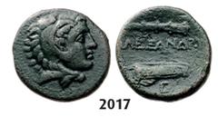 ANCIENT GREEK COINS Æ (19mm) Uncertain mint, Bronze (5.69g) Obv. MACEDONIA – MACEDONIAN KINGDOM Æ (19mm) Uncertain mint, Bronze (5.69g) Obv.: Head of Heracles right wearing lions skin. Rev.: Club, ΑΛΕ