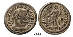 ROMAN EMPIRE Æ (Nummus) (Struck 305) Trier, Billon (11.70g) Obv. Galerius Caeser, 305-311 AD Æ (Nummus) (Struck 305) Trier, Billon (11.70g) Obv.: Laureate bust right. Rev.: Genius standing left holdin