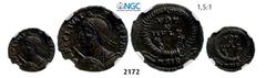 ROMAN EMPIRE Æ3 (Nummus) Siscia, Bronze (3.20g) Obv. Julian II, 360363 AD Æ3 (Nummus) Siscia, Bronze (3.20g) Obv.: Helmeted bust left. Rev.: Votive in wreath. RIC VIII 396 Brown patina! NGC Ch AU, Str