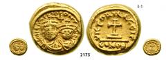 Byzantine Solidus (Struck 626-629) Constantinople, GOLD (4.43g) Obv. Heraclius, 610-641 AD Solidus (Struck 626-629) Constantinople, GOLD (4.43g) Obv.: Crowned and draped facing busts of Heraclius and 