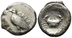 Greek Sicily, Akragas, c. 510-495 BC. AR Didrachm (19.5mm, 6.85g). Sea eagle standing l. R/ Crab. Westermark, Coinage, 217; HGC 2, 93. Near VF