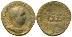 Roman Imperial Balbinus (238), Sestertius, c. Rome, April - June AD 238; Æ (g 18,62; mm 30); IMP CAES D CAEL BALBINVS AVG, laureate, draped and cuirassed bust r., Rv. LIBERALITAS AVGVSTORVM, Balbinus,