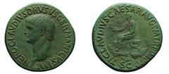 The Roman Empire Claudius(41-54) in honour of Nero Claudius Drusus , Rome, AD 42, Sestertius , AE, gr. 30,7, mm 35,25. NERO CLAVDIVS DRVSVS GERMANICVS IMP, bare head of Drusus l.. Rv. TI CLAVDIVS CAES