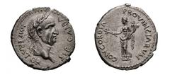 The Roman Empire Galba (68-69), Narbo, AD 68, Denarius , AR, gr. 3,5, mm 18,37. SER GALBA - IMPERATOR, Laureated head r.. Rv. CONCORDIA - PROVINCIARVM, Concordia standing l. holding branch, and cornuc