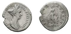 The Roman Empire Matidia (Traianus 98-117), Rome, AD 112, Denarius , AR, gr. 3,3, mm 18,47. MATIDIA AVG DIVA F MARCIANAE F, draped bust of Matidia r.. PIETAS AVG, Matidia as Pietas standing holding ha