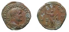 The Roman Empire Maximinus I Thrax (235-238), Rome, AD 236-238, Sestertius , AE, gr. 21,5, mm 31,46. MAXIMINVS PIVS AVG GERM, Laureated bust r.. Rv. PAX - AVGVSTI, Pax standing l., palm and hold scept