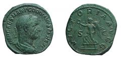 The Roman Empire Gordianus I (238), Rome, AD 238, Sestertius , AE, gr. 20,7, mm 29. IMP CAES M ANT GORDIANVS AFR AVG ,Laureated, draped and cuirassed bust r. . Rv. VICTORIA AVGG S – C Victory advancin