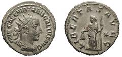 The Roman Empire Trebonianus Gallus (251 - 253), Rome, AD 252, Antoninianus , AR, gr. 3,8, mm 21,35. IMP CAE C VIB TREB GALLVS AVG, radiated, draped and cuirassed bust r.. Rv. LIBERTAS AVGG, Libertas 