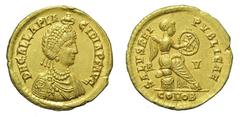 The Roman Empire Galla Placidia (wife of Costantino III and mother of Valentinian III 421-450), Ravenna, AD 422, Solidus , AV, gr. 4,6, mm 20. DN PLA GALLA PF AVG,-CIDIA diadematus and draped bust to 
