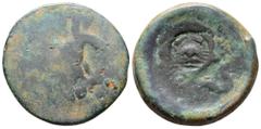 Greek Sicily, Akragas, c. 415-406 BC. Æ Hemilitron (30mm, 16.85g). [Eagle standing r. on fish or hare] / [Crab; six pellets around]; c/m: crab. CNS I, 99 CM. Coin Poor, c/m VF