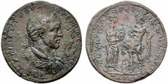 Cilicia - Macrinus (AD 217-218), Tarsus, AE, g 17.90, mm 33, Laureate, draped, and cuirassed bust r., small statue of Apollo Lyceius in r. field, Rv. Tyche standing r., presenting crown to Macrinus st