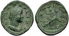 Diva Paulina (Maximinus I, 235-238), Sestertius, Rome, AD 236-238, AE, g 19,90, mm 32, DIVA PAVLINA, veiled and draped bust r., Rv. CONSECRATIO, Paulina seated l. on peacock flying r.; in field, S - C