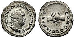 Balbinus (22nd April - 29th July 238), Antoninianus, Rome, April - June AD 238, AR, g 4,38, mm 23, IMP CAES D CAEL BALBINVS AVG, radiate and draped bust r., Rv. CONCORDIA AVGG, clasped hands. RIC 10; 