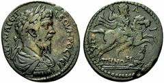 Lydia, Septimius Severus (193-211), Bronze,Hypaepa, c. AD 195-198, AE, (g 20,20, mm 34, h 6). AV KAI Λ CEΠ - CEOVHPOC ΠEP, laureate, draped and cuirassed bust r., Rv. YΠ - A - I - ΠENΩNE, emperor gall