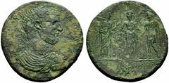Lydia, Caracalla (198-217), Medallion,Nicaea (Cilbiani Inferiores), AE, (g 49,61, mm 46, h 5). [...]YP - ANTΩN[...], laureate, draped and cuirassed bust r., Rv. Asklepius with Telesphorus at his feet,