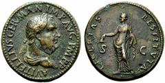 Medaglia, Vitellio (68-69 dC), Bronzo, 22,69, 32,5, 6. D/ A VITELLIVS GERMAN IMP AVG PM PP (Graduate and draped bust to right) R / LIBERTAS RESTITUTA (Libertas standing left, holding pileus and scepte