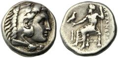 Monete greche / Greek Coins Re di Macedonia, Tetradramma, Lampsaco, Alessandro III 336-323 ed emissioni postume, c. 336-323 a.C., AR, (g 16,92, mm 24, h 12). Testa di Eracle a d., indossa leonté,, Rv.