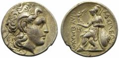 Monete greche / Greek Coins Tracia, Tetradramma, Lampsaco, Lisimaco, 323-281 ed emissioni postume, c. 297-281 a.C., AR, (g 13,72, mm 27, h 12). Testa di Alessandro a d., indossa diadema e corna di Amm