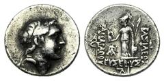 Monete greche / Greek Coins Re di Cappadocia, Dracma, Ariarathes IV (220-163), c. 188-187 a.C., AR, (g 4,13, mm 18, h 12). Testa diademata di Ariarathes a d., Rv. BAΣIΛEΩΣ APIAPAΘOV EVΣEBOV, Atena sta