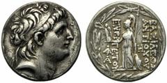 Monete greche / Greek Coins Re Seleucidi di Syria, Tetradramma, Antiochia sull’Oronte, Antioco VII (138-129), c. 138-129 a.C., AR, (g 14,92, mm 27, h 1). Testa diademata di Antioco a d., Rv. BAΣIΛEΩΣ 