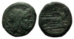 Monete romane repubblicane / The Roman Republic Anonimo, Semisse, Roma, dopo il 211 a.C., AE, (g 15,69, mm 26, h 11). Testa laureata di Saturno a d.; dietro, S, Rv. Prua verso d.; sopra, S; sotto, ROM