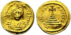Monete bizantine / The Byzantine Empire Tiberio II Costantino (578-582), Solido, Costantinopoli, AV, (g 4,36, mm 21, h 6). dm TIb CONSTANT PP AVI, busto forntale diademato e corazzato, globo crucigero