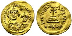 Monete bizantine / The Byzantine Empire Eraclio (610-641), Solido, Costantinopoli, 616-625 d.C., AV, (g 4,46, mm 21, h 7). ddNN hERACLIuS ET hERA CONS(T PP AVG), busti coronati e in clamys, frontali d