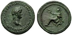 Nero (54-68), Semis,Rome, AD 62-68, AE, (g 7,56, mm 23, h 6). NERO CLAVDIVS CAESAR AVG GERM P M TR P IMP P P, laureate head r., Rv. Roma, helmeted and in military dress, seated on cuirass l., holding 