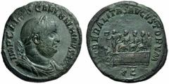 Balbinus (238), Sestertius, Rome, April - June AD 238, AE (g 19,24"; mm 30; h 12), IMP CAES D CAEL BALBINVS AVG, laureate, draped and cuirassed bust r., Rv. LIBERALITAS AVGVSTORVM, Balbinus, Pupienus 