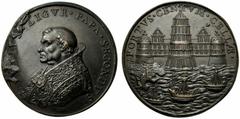 Giulio II. Supreme Pontiff (1503-1513). Giuliano della Rovere di Albisola. Construction of the Rocca Giulia of Civitavecchia, AE (g 39,2 mm 41), Restitution medal, end of XVII century. Opus: Girolamo 