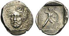 Kings of Lycia, Perikle (380-360), Stater, c. 370-365 BC, AR (g 9,90 mm 24 h 12), Laureate and bearded head of Perikle facing, slightly l., wearing chlamys and hair floating over shoulders, Rv. perikl