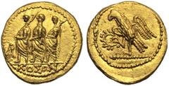 Dinast of Dacia, Koson, Stater,Olbia, mid 1st century - 29 BC AV (g 8,39 mm 20 h 12) Procession of three men in Roman togas l., the foremost and hindmost carrying fasces lictoriae over shoulder in ex.