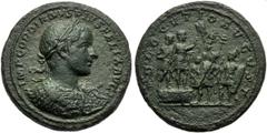 Gordian III (238-244), Bimetallic Medallion, Rome, c. AD 242 AE (g 63,96 mm 38 h 1) IMP GORDIANVS PIVS FELIX AVG, laureate and cuirassed bust r., wearing aegis, Rv. ADLOCVTIO AVGVSTI, emperor standing