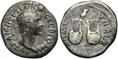 Trajan (98-117), Drachm, Lycia, AD 98-99; AR (g 2,65; mm 19; h 6); AVT KAIC NEP TPAIANOC CEB ?ERM, laureate head r., Rv. ??? ?? - ???? ?, two lyres; above, owl. SNG Copenhagen 45; SNG von Aulock 4268.