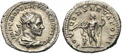 Macrinus (217-218), Antoninianus, Rome, AD 217-218 AR (g 4,72 mm 23 h 12) IMP C M OPEL SEV MACRINVS AVG, radiate, draped and cuirassed bust r., Rv. IOVI CONSERVATORI, Jupiter, naked, standing l., hold