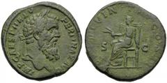 Pertinax (193), Sestertius, Rome, 1 January - 28 March AD 193; AE (g 24,10; mm 31; h 12); IMP CAES P HELV - PERTINAX AVG, laureate head r., Rv. OPI DIVIN - TR P COS II, Ops seated l., holding two corn