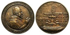 Alessandro VII (1655-1667), Fabio Chigi. Æ Medal 1663 (94mm). ALEXANDER VII P M PIVS IVST OPT SENN PATR GENTE CHISIVS MDCLX, Bust right. R/ S. Maria in Trastevere fountain. VF; ;