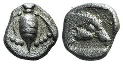 Greek world and ancient Near East Ionia, Ephesos, c. 500-420 BC. AR Tetartemorion (6mm, 0.20g, 11h). Bee with slightly curved wings. R/ Head of eagle r. within incuse square. Karwiese Series IV, Type 