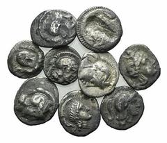 Large Lots Magna Graecia, lot of 9 AR fractions, to be catalog. Lot sold as is, no return