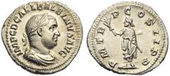 The Roman Empire Balbinus (238), Denarius, Rome, April - June AD 238; AR (g 3,14; mm 20; h 6); IMP C D CAEL BALBINVS AVG, laureate, draped and cuirassed bust r., Rv. P M TR P - COS II P P, Emperor, to