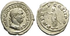 The Roman Empire Balbinus (238), Denarius, Rome, April - June AD 238; AR (g 2,87; mm 21; h 6) ; IMP C D CAEL BALBINVS AVG, laureate, draped an cuirassed bust r., Rv. P M TR - P COS II P P, Emperor, to
