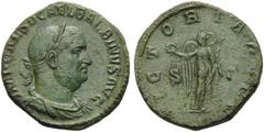 The Roman Empire Balbinus (238), Sestertius, Rome, April - June AD 238; AE (g 21,37; mm 29; h 12); IMP CAES D CAEL BALBINVS AVG, laureate, draped and cuirassed bust r., Rv. VICTORIA AVGG, Victory stan