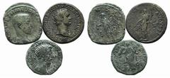 Multiple Lots Lot of 3 Roman Imperial Æ coins, including Domitian Dupondius, Marcus Aurelius Dupondius and Herennius Etruscus Sestertius. LOT SOLD AS IS, NO RETURN