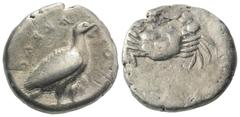 Greek Sicily, Akragas, c. 510-500 BC. AR Didrachm (22mm, 8.40g, 12h). Sea eagle standing r. R/ Crab. Westermark, Coinage, Group I, 53 (O25/R27); SNG ANS 916; HGC 2, 89. Rev. off-centre, near VF