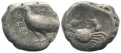 Greek Sicily, Akragas, c. 510-500 BC. AR Didrachm (24mm, 8.57g, 12h). Sea eagle standing l. R/ Crab. Westermark, Coinage, Group I, 86 (O36/R50); HGC 2, 90. Good Fine - near VF