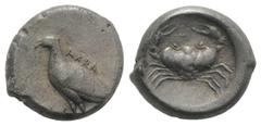 Greek Sicily, Akragas, c. 495-480/78 BC. AR Didrachm (20mm, 8.73g, 7h). Sea eagle standing l. R/ Crab within shallow incuse circle. Westermark, Coinage, Group III, 231 (O80/R155); HGC 2, 94. Toned, VF